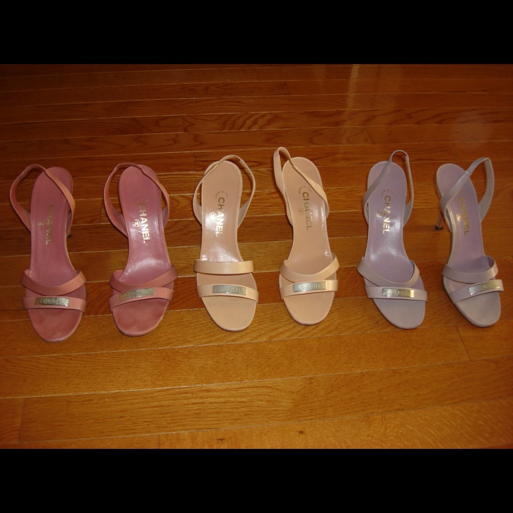 Chanel Open-Toe Slingback Heels (Peach color) - Picture 4 of 6
